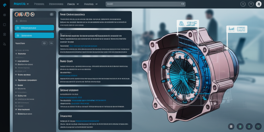 Engineers collaborating on a design project using the engineer.parts platform interface